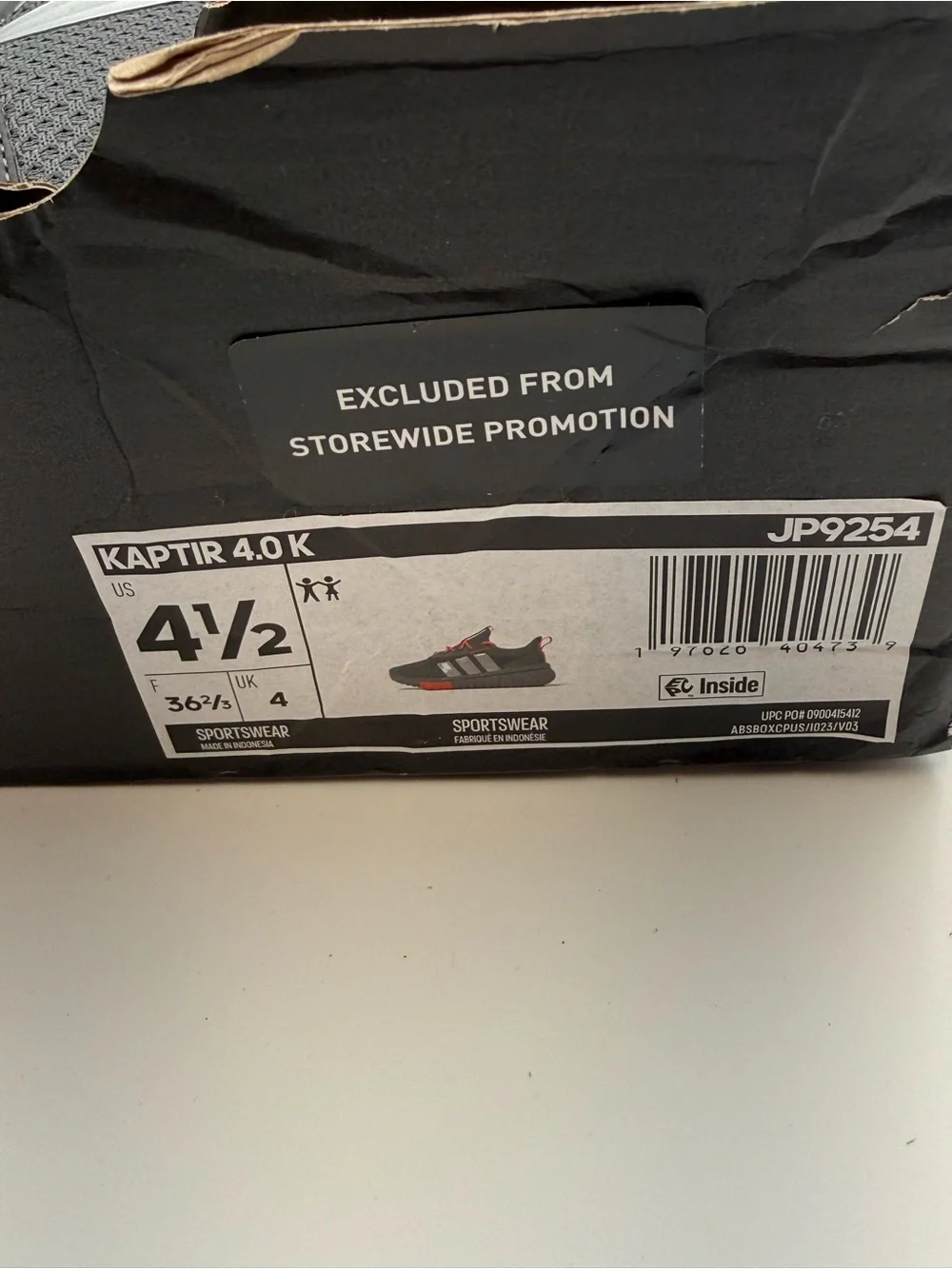 adidas Kaptir 4.0 K Kids Sneakers Gray/Orange US 4.5 Youth Women’s Approx 6